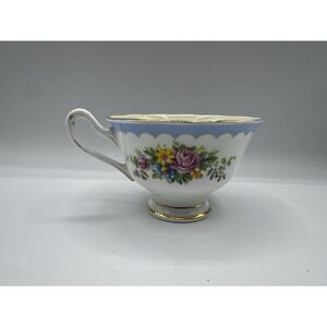 Royal Albert Crown China Prudence‎ Tea Cup Blue Floral Gold Rim England Vintage